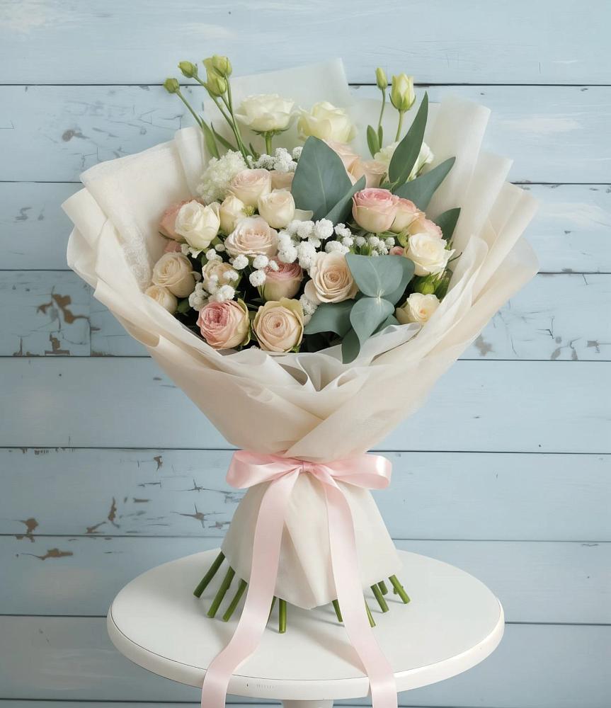 Букет цветов из: Розы и Лизиантусы в Мичуринске