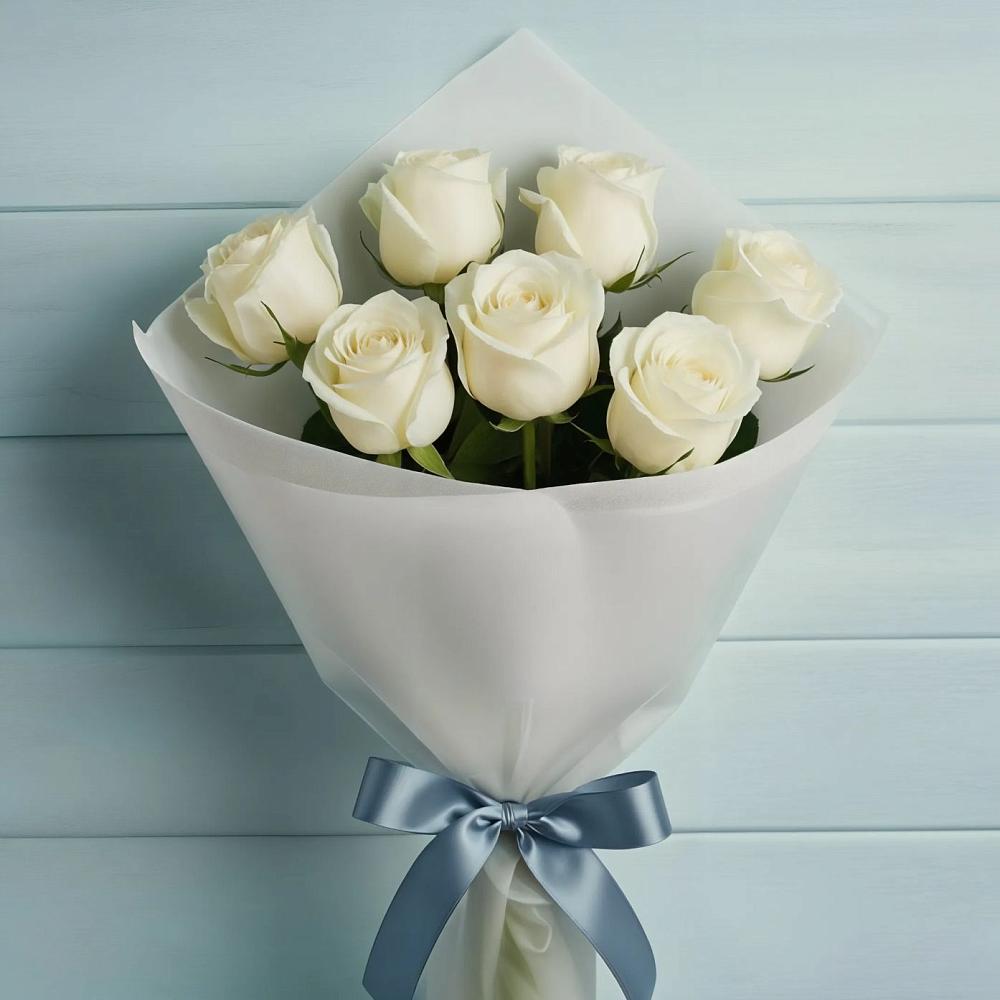 Букет 7 Белых роз Эдлесс Лав в Мичуринске